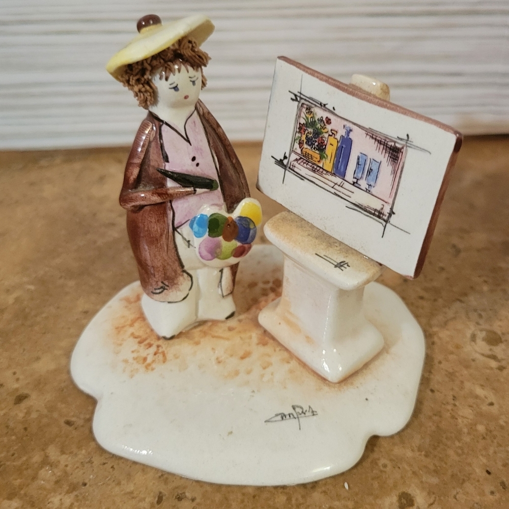 ZamPiva Sculptured Pottery Artist Painting Figure Signed Mint